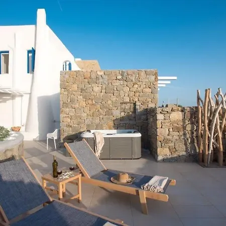 Romantic Mykonian Oasis With Jacuzzi & Sea View شقة *