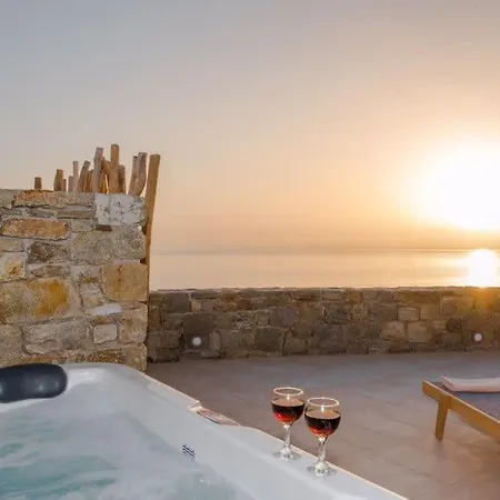 Romantic Mykonian Oasis With Jacuzzi & Sea View شقة
